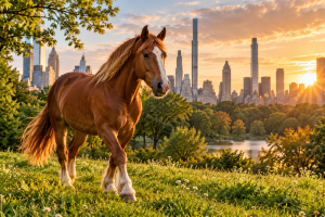 Golden Hour Horse by the City Lake